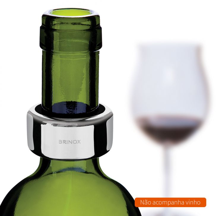 Anel Para Garrafa De Vinho Livy Prateado