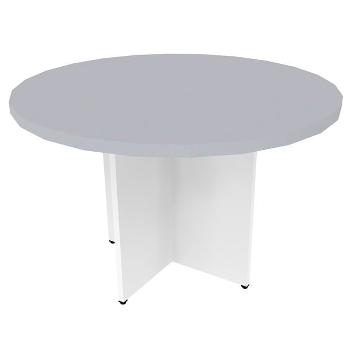 Mesa De Jantar Redonda Natus40 Branca E Cinza Cristal 120 Cm