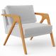 Poltrona Decorativa Para Sala De Estar Pietra Com Estrutura De Madeira L02 Linho Cinza - Lyam Decor