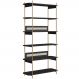 Estante Livreiro Multiuso 6 Prateleiras Industrial Indy A03 Nero Dourado - Lyam Decor