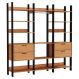 Kit 03 Closet Guarda Roupa Cabideiro 04 Gavetas Modulado 220x73cm Leaf D03 Freijó Preto - Lyam Decor