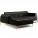 Sofá 6 Lugares com Chaise Esquerdo Sala Estar Molino 350cm D02 Couríssimo Preto B-159 - Lyam Decor