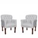 Kit 02 Poltronas Decorativas Anita Pés Luis XV Suede Branco - DS Estofados