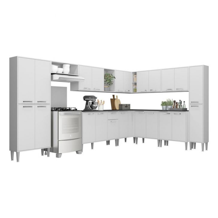 Cozinha Completa Multimóveis Xangai Pop FG3152 com Armário e Balcão Branca
