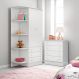 Conjunto Aurora Branco/Branco: Cômoda Aurora 4 gaveteiros + Guarda-Roupa Aurora 2 Portas