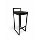 Banqueta Alta Industrial Cozinha Bar Balcão Bistrô Quadro Estofado Preto Metalon Preto. 75cm