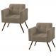 Kit 02 Poltronas Decorativa Bia Couro Bege 66 - Gran Belo