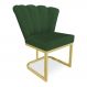 Poltrona Flor Veludo Verde Base Metálica Industrial Dourado - Pallazio