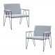 Kit 2 Poltronas Decorativas Base em Aço Preto Eslovenia Linho Cinza G17 - Gran Belo