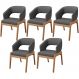 Kit 05 Cadeiras de Jantar e Estar Living Estofada Lince L02 Linho Cinza Escuro - Lyam Decor