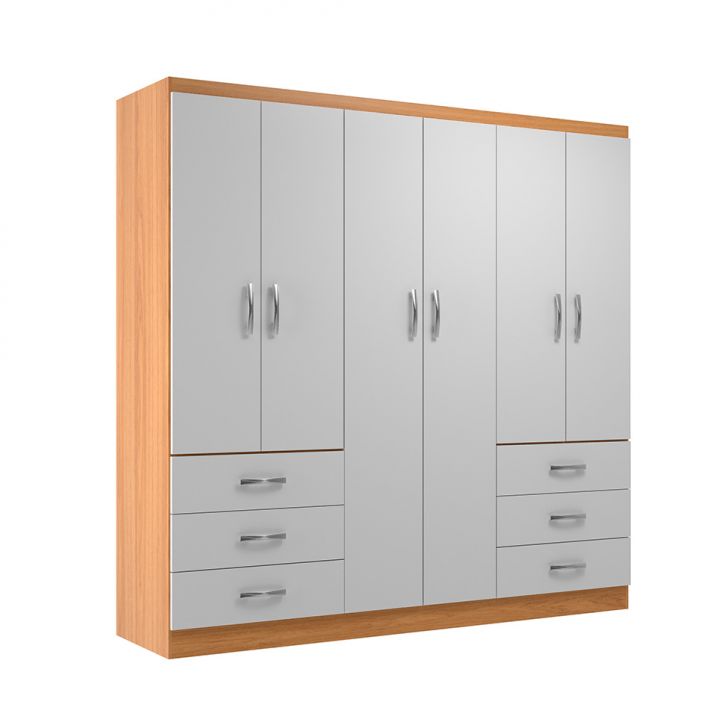 Guarda-roupa Casal New Encante 6 Portas 6 Gavetas Cinnamomo E Branco