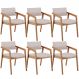 Kit 06 Cadeiras Para Sala de Jantar Estar Living Giorgia L02 Linho Bege - Lyam Decor