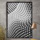 Quadro Decorativo Abstrato Onda de Triângulos Preto e Branco 3D-34x49Cm
