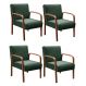 Kit C/ 4 Poltronas Decorativas Anita Braço Madeira Para Recepção - Veludo Verde
