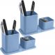 Kit 2 Organizadores de Mesa Escritório Porta Canetas Objetos Clips Azul Claro Dellocolor