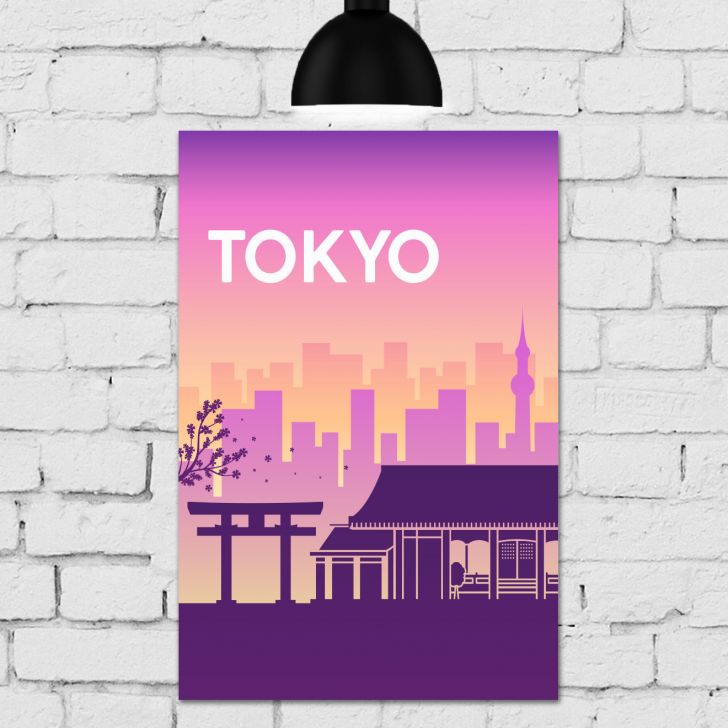 Placa Decorativa MDF Cidades Viagem Tokio 30x40cm