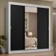 Guarda-Roupa Casal 3 Portas de Correr com Espelho 4 Gavetas Branco/Preto Sublime Plus Madesa
