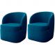 Kit 2 Poltronas para Sala e Escritório Base Giratória Samara Veludo Azul Marinho