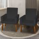 Kit 2 Poltronas Decorativas Mel Material Sintético Preto Dal Poz Estofados