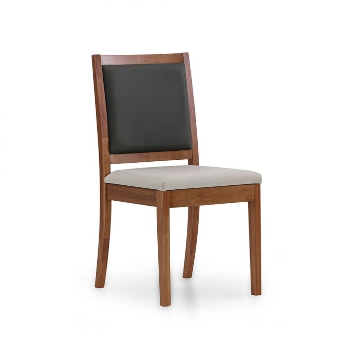 Cadeira Burke Poliéster Bege e Chumbo Esverdeado