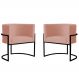 Kit 2 Poltronas Decorativa Sala de Estar Luana Base Preta Veludo Rosa - Montanaris Decor