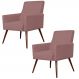 Kit 02 Poltronas Decorativas Para Sala de Estar e Recepção Maria W01 Suede Rosê - Lyam Decor