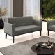 Poltrona Namoradeira Decorativa Isabella Pés Fixo em Madeira Preto Suede Grafite G19 - Gran Belo