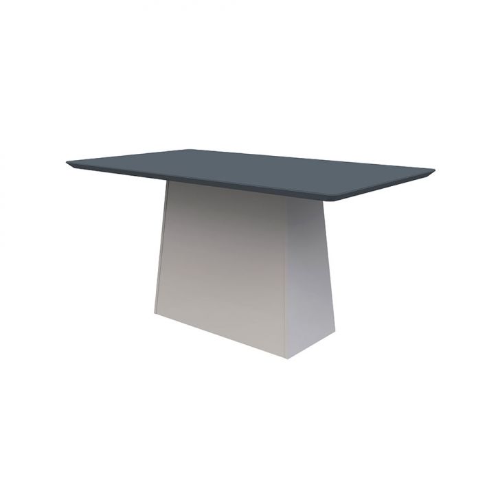 Mesa de Jantar Retangular com Tampo de Vidro Bárbara Cinza e Off White 160 cm