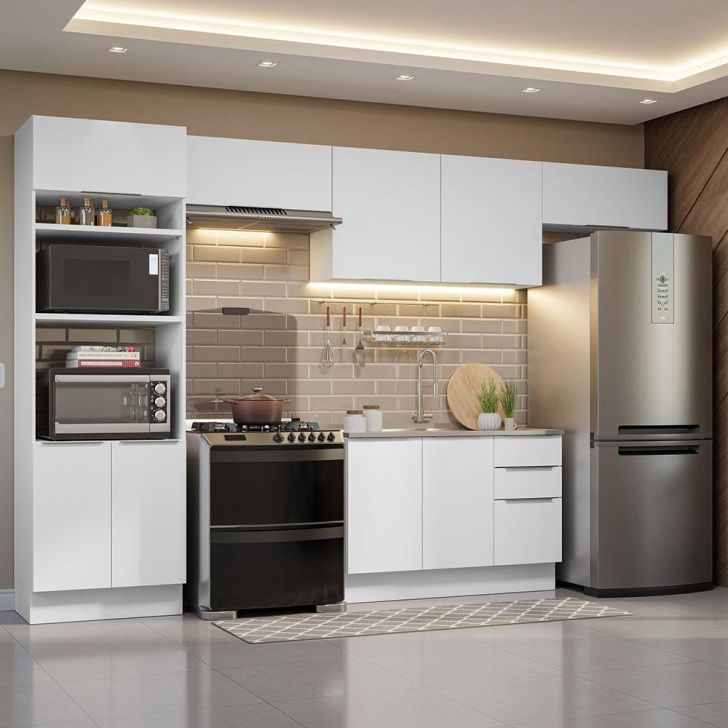 Armário de Cozinha Completa 350cm Branco Stella Madesa 0