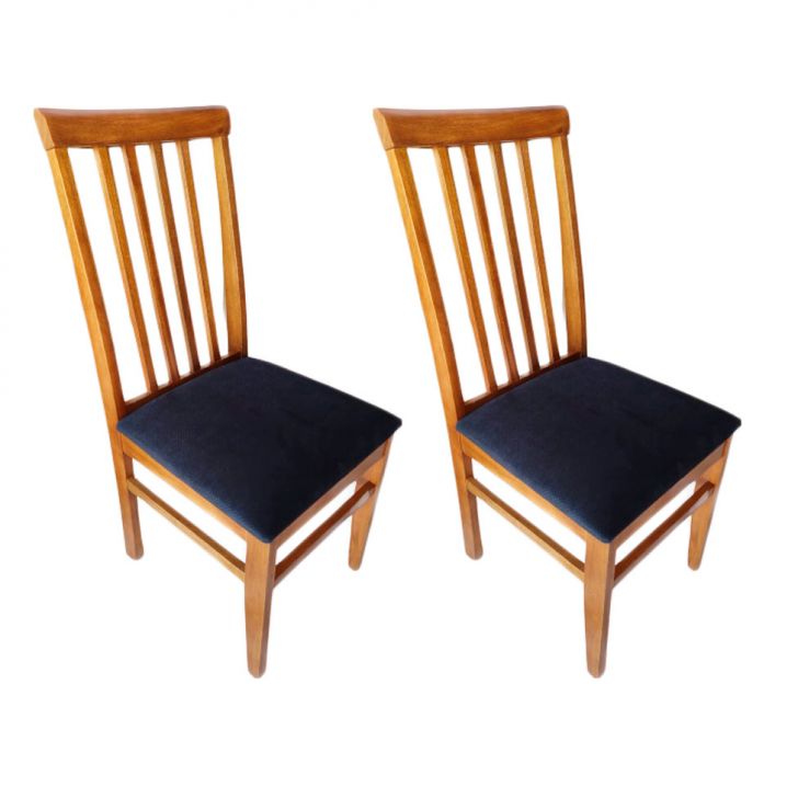 Conjunto Com 2 Cadeiras União Suede Preto E Mel