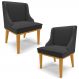 Kit 2 Cadeiras Decorativas Sala de Jantar Base Fixa de Madeira Firenze PU Preto Fosco/Castanho G19 - Gran Belo