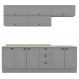 Cozinha Modulada 11 Pecas 240 cm CE381 Americana Cinza Calcare Henn