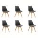 Kit 6 Cadeiras Saarinen Wood Com Estofamento Várias Cores - Preto