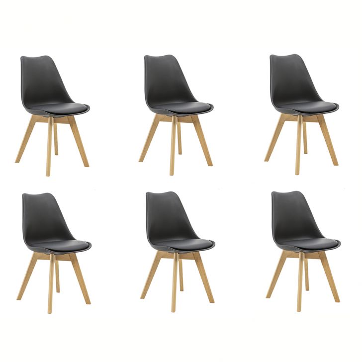 Kit 6 Cadeiras Saarinen Wood Com Estofamento Várias Cores - Preto