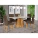 Conjunto de Mesa de Jantar com Tampo de Vidro Off White Patrícia e 6 Cadeiras Maia Suede Mascavo e Nature