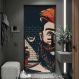 Adesivo de Porta Barbearia Homem Desenhado Fundo de Tijolinho-63X210Cm