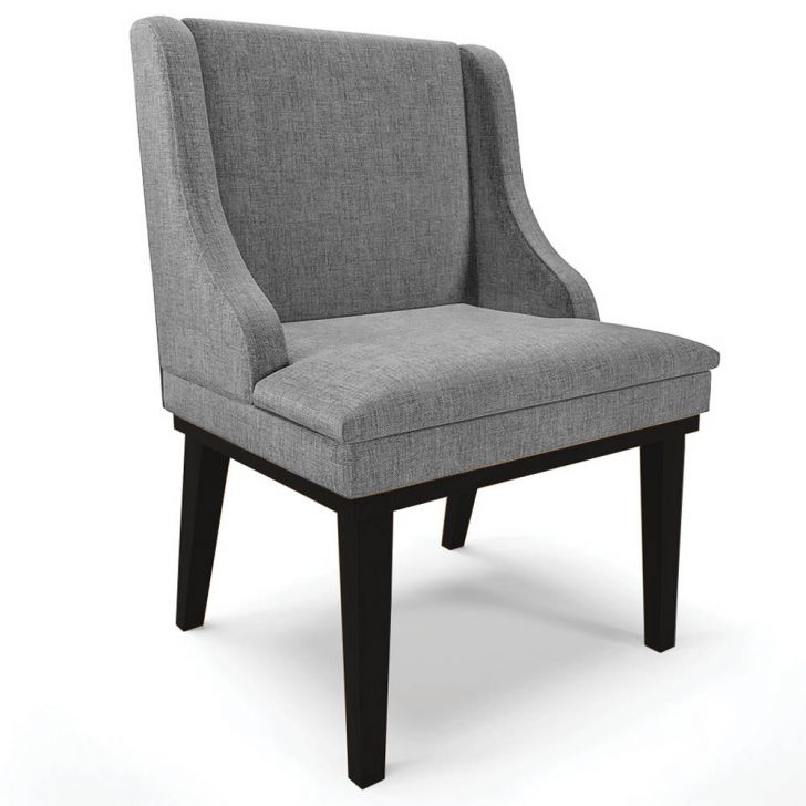 Cadeira Estofada para Sala de Jantar Base Fixa de Madeira Preto Lia Linho Grafite - Ibiza