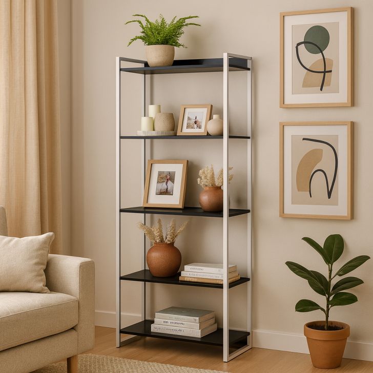 Estante Nanda Preta e Branca 80x187 cm