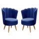 Kit 02 Poltronas Decorativa Pétala Pés Palito - Suede Azul Marinho