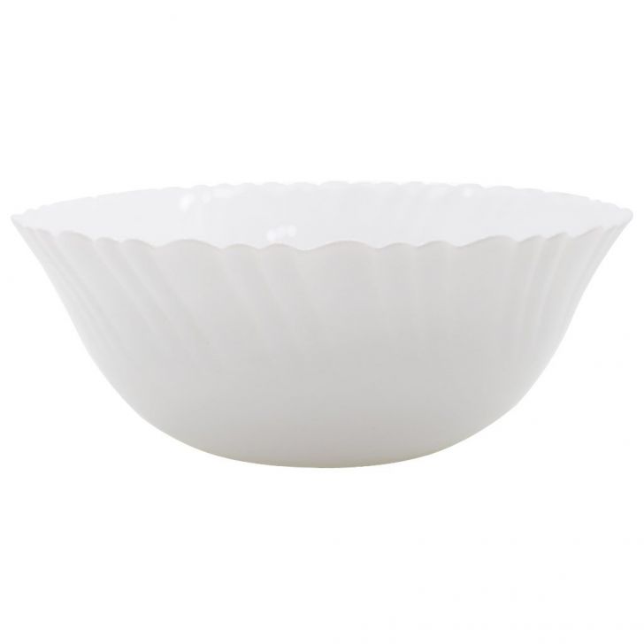 Kit 6 Saladeira Tigela Branca 700ml De Vidro Opalino 17,5cm