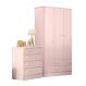 Guarda Roupa com 3 Portas e Cômoda Hamilton Rosa Acetinado
