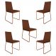 Kit 5 Cadeiras de Jantar Estofada Lille Base Bronze Veludo Terracota - Montanaris Decor