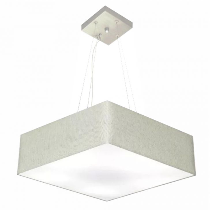 Pendente Quadrado Md-4032 Cúpula em Tecido 15-50x50cm Rústico Cinza - Bivolt