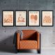 Kit 4 Quadros Modernos Matisse - Marrons 45x34cm - com vidro