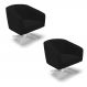 Kit 02 Poltronas Giratória Stella Suede Preto Base Giratória Cromada - D'Rossi