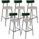 Kit 05 Banquetas Alta Cozinha Bar Sala Jantar Milão L02 Facto Verde Musgo Linho Bege - Lyam Decor