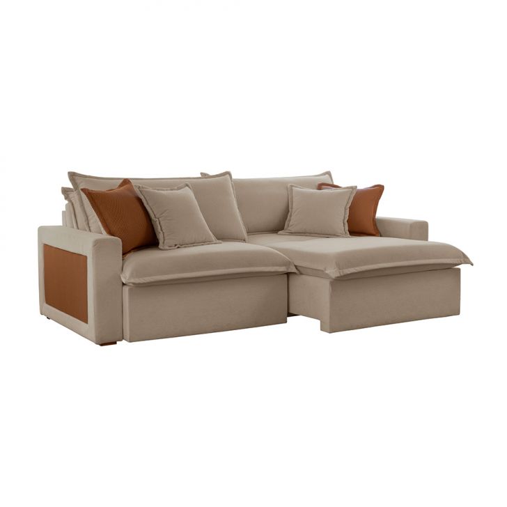 Image of Sofá 3 Lugares Retrátil E Reclinável Dubai Veludo Marrom 190 Cm PLA-MO895UP17GBIMOB
