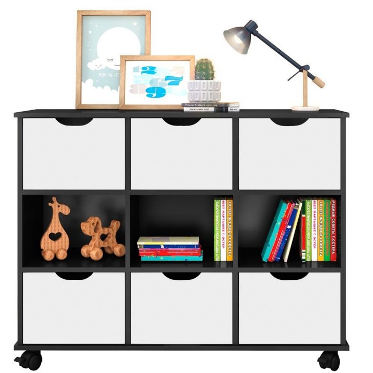 Nicho Organizador Multifuncional com Rodízios Toys Q01 6 Gavetas Preto/Branco - Mpozenato