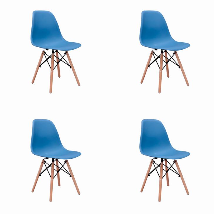 Conjunto Com 4 Cadeiras De Jantar Eiffel Azul