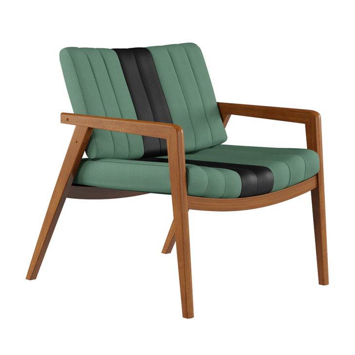 Poltrona Lang Linho Verde Sage E Preto